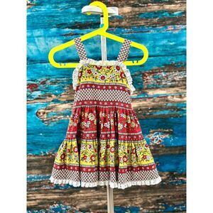Toddler Girls Vintage Sam Le Lazard Spanish Floral Tiered Full Skirt Sundress 2T